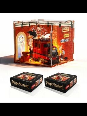 Sosuy Magic Train Station Book Nook Kit: Acrylic Train 3D Puzzle Model with Ligh